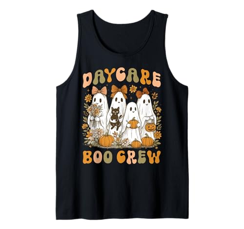 Daycare Boo Crew Girlly Halloween Floral Ghost Cat Women Girl Tank Top Daycare Boo Crew Girlly Halloween Floral Ghost Cat Women Girl Tank Top von Coquette Bow Ghost Halloween Daycare Teacher Group