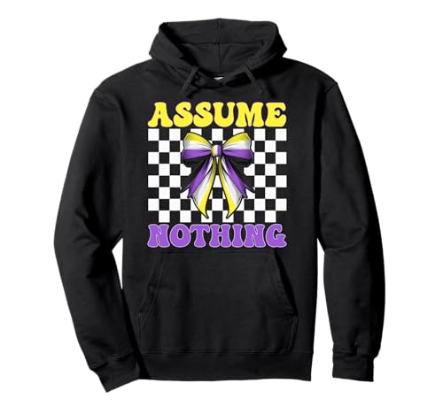 Assume Nothing Nonbinary Flag Pride Girl Coquette Bow Pullover Hoodie Assume Nothing Nonbinary Flag Pride Girl Coquette Bow Pullover Hoodie von Coquette Bow Non Binary Pride Genderfluid Gifts