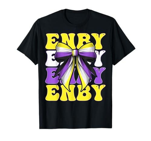 Enby Nonbinary Flag Pride LGBTQ Coquette Bow für Mädchen T-Shirt Enby Nonbinary Flag Pride LGBTQ Coquette Bow für Mädchen T-Shirt von Coquette Bow Non Binary Pride Genderfluid Gifts