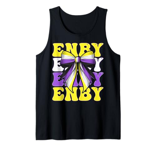 Enby Nonbinary Flag Pride LGBTQ Coquette Bow für Mädchen Tank Top Enby Nonbinary Flag Pride LGBTQ Coquette Bow für Mädchen Tank Top von Coquette Bow Non Binary Pride Genderfluid Gifts