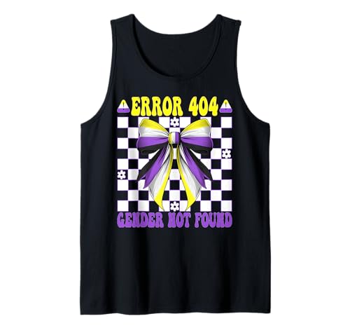 Lustige, nicht-binäre Flagge Pride Girl Error 404 Geschlecht nicht gefunden Tank Top von Coquette Bow Non Binary Pride Genderfluid Gifts