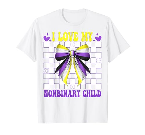 Nonbinary Flag Mama Muttertag Ich liebe mein nichtbinäres Kind T-Shirt von Coquette Bow Non Binary Pride Genderfluid Gifts