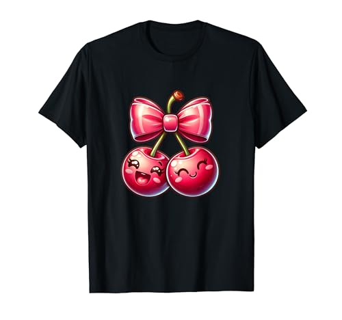 Kokette Schleifen mit Kirschen Süßes Kokett-Mädchen T-Shirt von Coquette Cherries with Bow for Coquette girl