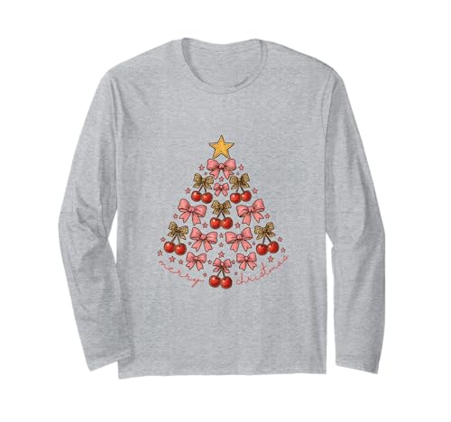 Coquette Cherry Bow Tree Girly Holiday Langarmshirt von Coquette Christmas T-Shirt Co.