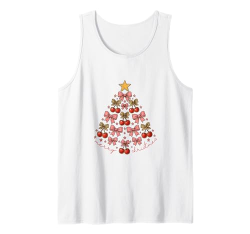 Coquette Cherry Bow Tree Girly Holiday Tank Top von Coquette Christmas T-Shirt Co.