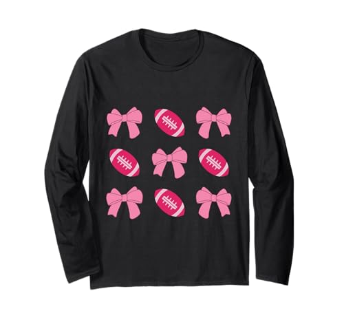 Rosa Fußball Kokette ästhetisch mit süßer Schleife Mädchen Frauen Langarmshirt Rosa Fußball Kokette ästhetisch mit süßer Schleife Mädchen Frauen Langarmshirt von Coquette Football Vibes