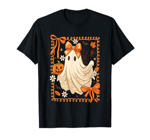 Coquette Ghost Lace Kürbis-Orangenschleife für Halloween-Mädchen Damen T-Shirt von Coquette Halloween Tees NYC