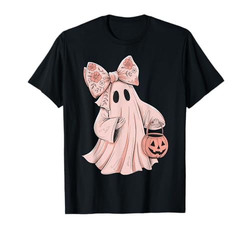 Kokette Geist Boho Floral Schleife Halloween Kürbis Mädchen Frauen T-Shirt von Coquette Halloween Tees NYC