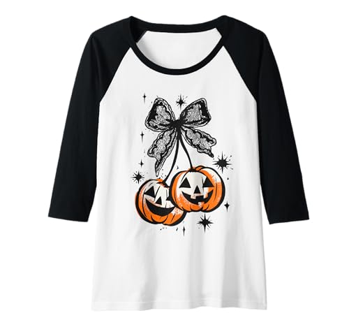 Damen Halloween Kürbis Kirschen Bogen Kokette Gruselige Geisterschleife Raglan Damen Halloween Kürbis Kirschen Bogen Kokette Gruselige Geisterschleife Raglan von Coquette Pumpkin Bow Spooky ghost Bow Gift Idea