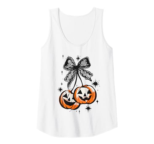 Damen Halloween Kürbis Kirschen Bogen Kokette Gruselige Geisterschleife Tank Top Damen Halloween Kürbis Kirschen Bogen Kokette Gruselige Geisterschleife Tank Top von Coquette Pumpkin Bow Spooky ghost Bow Gift Idea