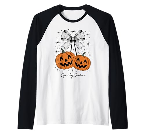 Kürbiskirschen Kokette Schleife Gruselige Jahreszeit Mädchen Raglan von Coquette Pumpkin Cherries Halloween Spooky Season