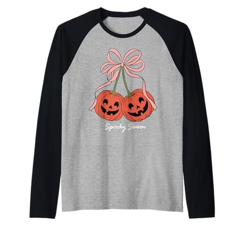 Kürbiskirschen Kokette Schleife Gruselige Jahreszeit Mädchen Raglan von Coquette Pumpkin Cherries Halloween Spooky Season