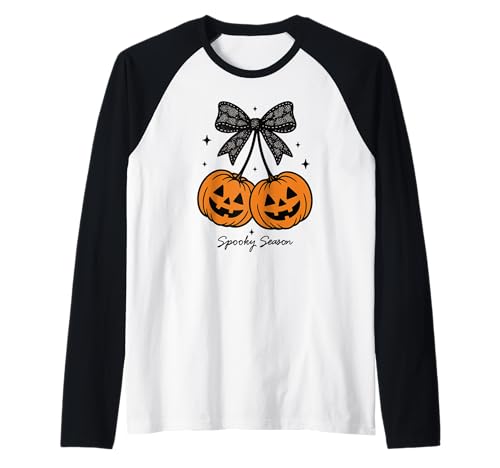Kürbiskirschen Kokette Schleife Gruselige Jahreszeit Mädchen Raglan von Coquette Pumpkin Cherries Halloween Spooky Season