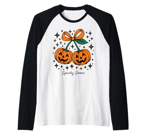 Kürbiskirschen Kokette Schleife Gruselige Jahreszeit Mädchen Raglan von Coquette Pumpkin Cherries Halloween Spooky Season