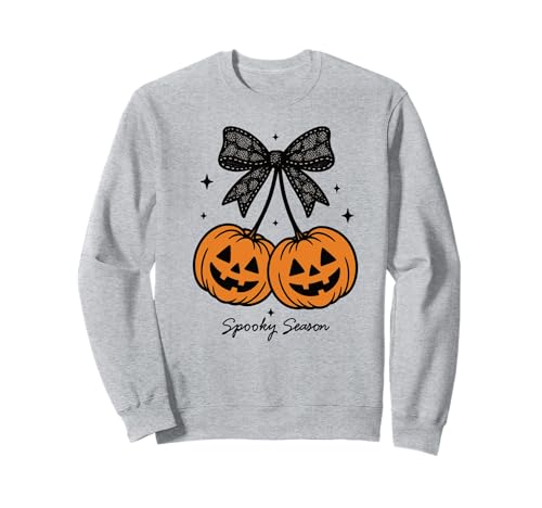 Kürbiskirschen Kokette Schleife Gruselige Jahreszeit Mädchen Sweatshirt von Coquette Pumpkin Cherries Halloween Spooky Season