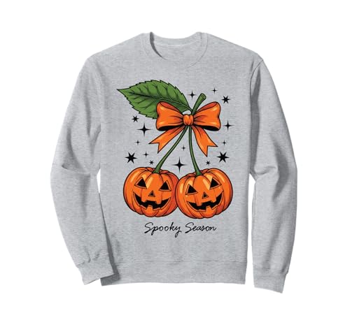 Kürbiskirschen Kokette Schleife Gruselige Jahreszeit Mädchen Sweatshirt von Coquette Pumpkin Cherries Halloween Spooky Season