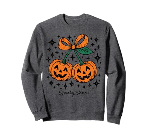 Kürbiskirschen Kokette Schleife Gruselige Jahreszeit Mädchen Sweatshirt von Coquette Pumpkin Cherries Halloween Spooky Season