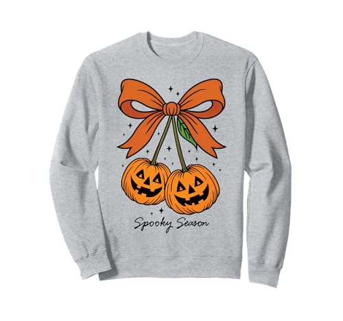 Kürbiskirschen Kokette Schleife Gruselige Jahreszeit Mädchen Sweatshirt von Coquette Pumpkin Cherries Halloween Spooky Season