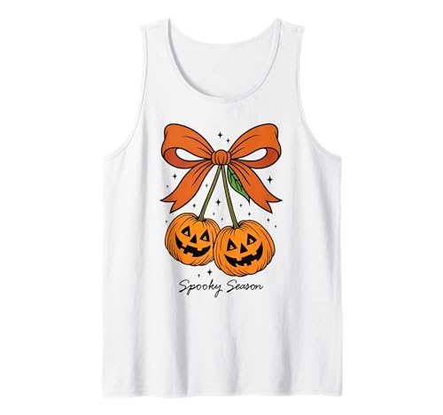 Kürbiskirschen Kokette Schleife Gruselige Jahreszeit Mädchen Tank Top von Coquette Pumpkin Cherries Halloween Spooky Season