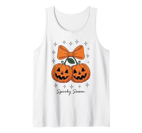 Kürbiskirschen Kokette Schleife Gruselige Jahreszeit Mädchen Tank Top von Coquette Pumpkin Cherries Halloween Spooky Season