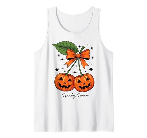 Kürbiskirschen Kokette Schleife Gruselige Jahreszeit Mädchen Tank Top von Coquette Pumpkin Cherries Halloween Spooky Season