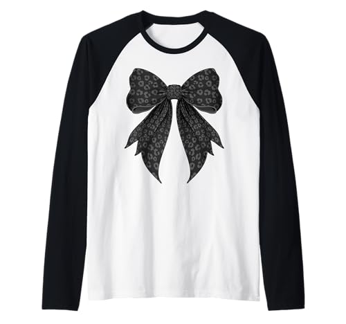 Kokette Schleife Schwarz Grau Gepard Leopard Muster Mädchen Mama Raglan von Coquette Ribbon Bow Black Gray Cheetah Gifts