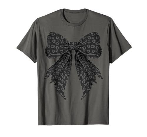 Kokette Schleife Schwarz Grau Gepard Leopard Muster Mädchen Mama T-Shirt von Coquette Ribbon Bow Black Gray Cheetah Gifts
