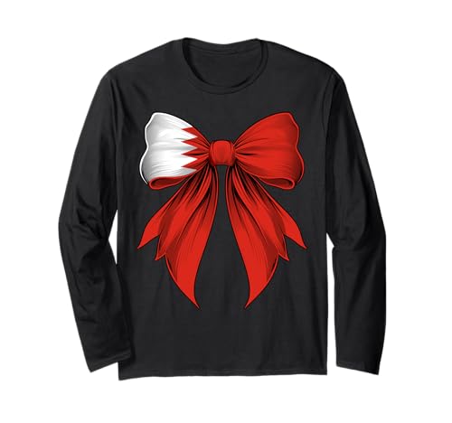 Bahrain Bahraini Pride Kokette Schleife Flagge Mädchen Mama Langarmshirt Bahrain Bahraini Pride Kokette Schleife Flagge Mädchen Mama Langarmshirt von Coquette Ribbon Bow Flag Bahrain Bahraini Gifts