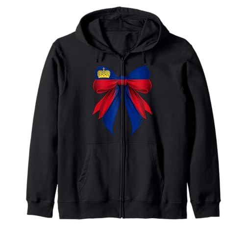 Liechtenstein Liechtensteiner Pride Kokette Flagge Mädchen Mama Kapuzenjacke von Coquette Ribbon Bow Flag Liechtenstein Gifts