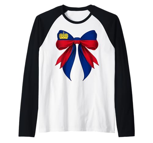 Liechtenstein Liechtensteiner Pride Kokette Flagge Mädchen Mama Raglan von Coquette Ribbon Bow Flag Liechtenstein Gifts