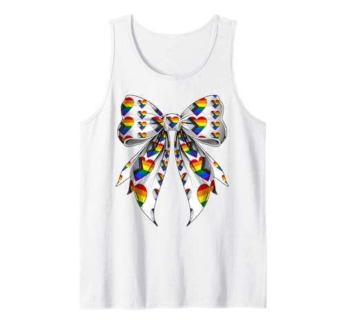 Coquette Bow LGBTQ Trans Poly Gay Pride Flagge Herz Mädchen Mama Tank Top von Coquette Ribbon Bow LGBTQ Trans Poly Gay Gifts