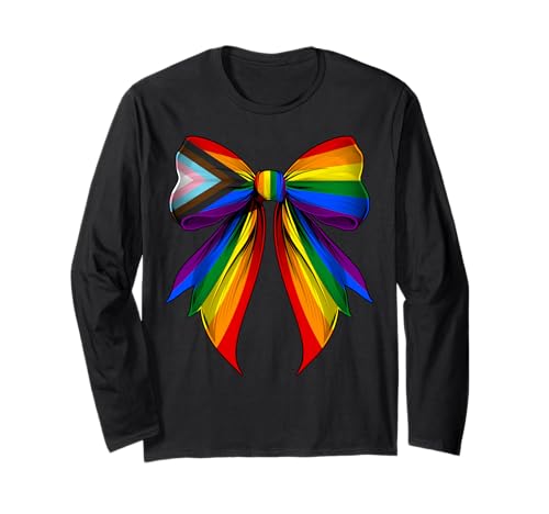 Coquette Bow LGBTQ Trans Poly Gay Pride Flagge Mädchen Mama Langarmshirt von Coquette Ribbon Bow LGBTQ Trans Poly Gay Gifts