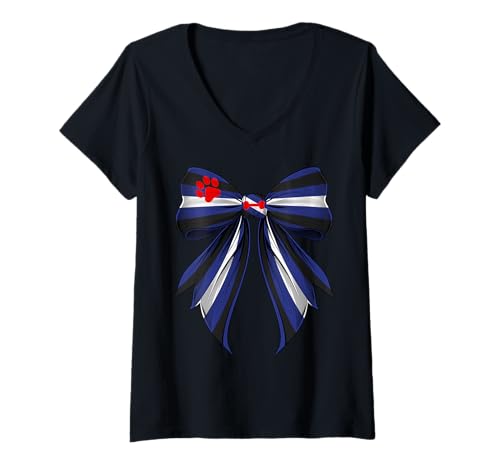 Damen Coquette Bow Puppy Pride Flagge für Mädchen, Mama, Muttertag T-Shirt mit V-Ausschnitt von Coquette Ribbon Bow Puppy Dog Pride Gifts