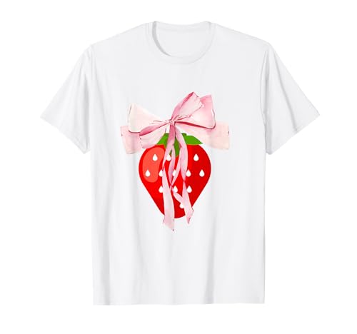 Kokette Schleifen mit Erdbeere Süße Kokette Mädchen Kleidung T-Shirt von Coquette strawberry with Bow for Coquette girl