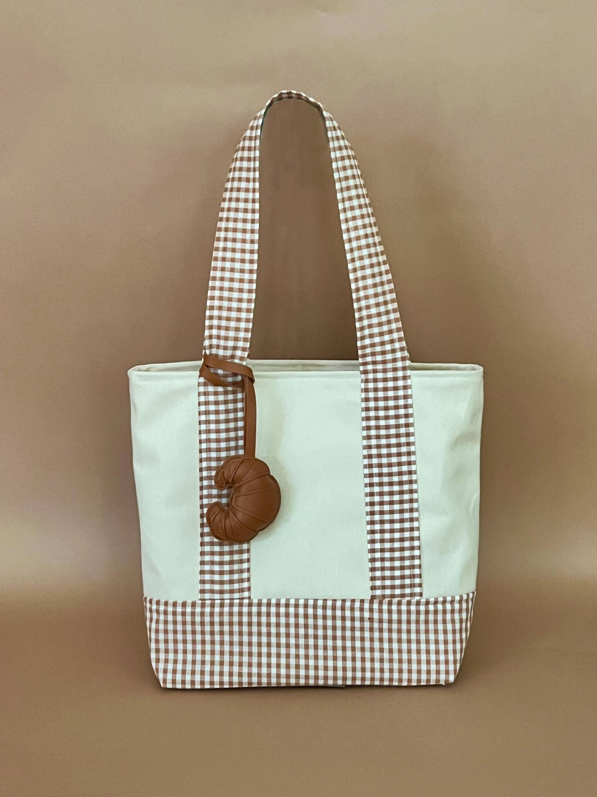 Kokette Markt Einkaufstasche. Schleife-Einkaufstasche. Baumwolltasche. Charm-Einkaufstasche. Cottage Core-Einkaufstasche. Croissant Anhänger Tasche von CoquetteinDreams