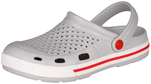 Coqui Damen Clogs Gartenschuhe Sandale Strand-Sandale Freizeitsandalen 6413 Lindo (Khaki Grey White, Numeric_46) von Coqui