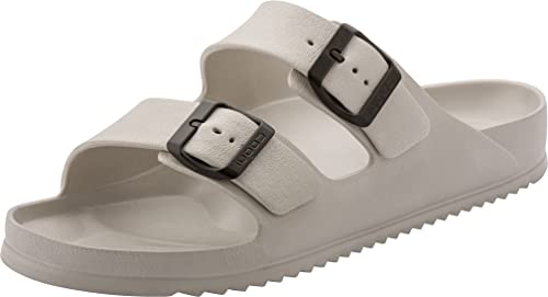 Coqui Herren Badeschuhe Duschschuhe Slider Sandalen Freizeitsandalen Hausschuhe Slipper Pantoletten Gummi antibakteriell rutschfest 8301 (Grau, Numeric_44) von Coqui