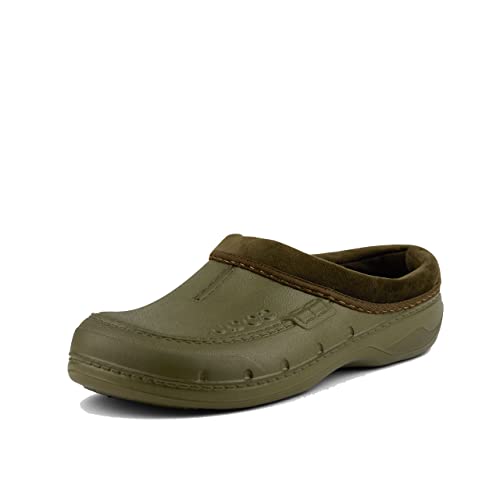 Coqui Herren Winter Clogs Hausschuhe Haus Pantoffeln Winter Gartenschuhe Gartenclogs Kunstfell-Futter Gefüttert Plüsch Herren Schlappen Wärme Pantoletten 9771 (ArmyGreen/ArmyGreen, Numeric_41) von Coqui