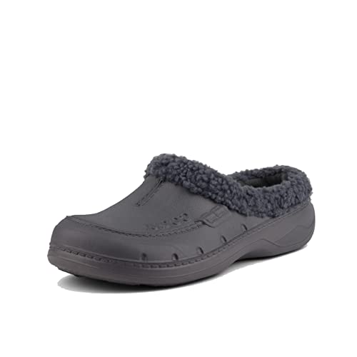 Coqui Herren Winter Clogs Hausschuhe Haus Pantoffeln Winter Gartenschuhe Gartenclogs Kunstfell-Futter Gefüttert Plüsch Herren Schlappen Wärme Pantoletten 9771 (Dk.Grey, Numeric_41) von Coqui