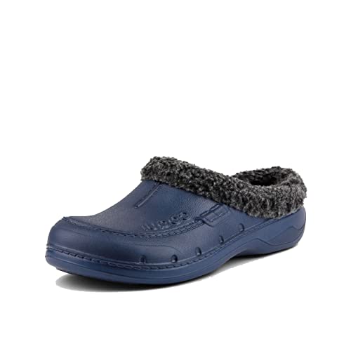 Coqui Herren Winter Clogs Hausschuhe Haus Pantoffeln Winter Gartenschuhe Gartenclogs Kunstfell-Futter Gefüttert Plüsch Herren Schlappen Wärme Pantoletten 9771 (Navy/Antracite, Numeric_41) von Coqui