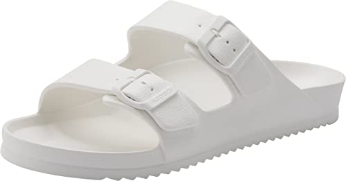 Coqui Kong Herren Badeschuhe Duschschuhe Sandalen Freizeitsandalen Hausschuhe Slipper Pantoletten Gummi antibakteriell rutschfest 8301 (White, Numeric_44) von Coqui