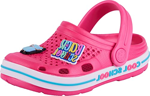 Coqui Unisex Kinder Classic Lindo Clog Pantolette Gartenschuhe (Fuchsia/White CoolScool + Amulet, eu_Footwear_Size_System, Little_Kid, Men, Numeric_Range, medium, Numeric_32, Numeric_33) von Coqui