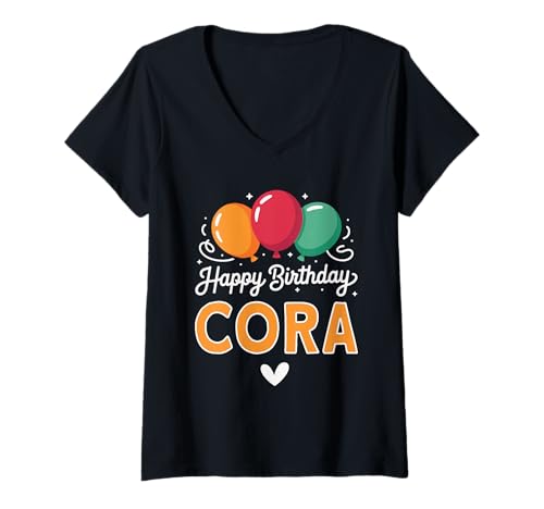 Damen Alles Gute zum Geburtstag Spruch Cora T-Shirt mit V-Ausschnitt Damen Alles Gute zum Geburtstag Spruch Cora T-Shirt mit V-Ausschnitt von Cora Name Spruch für Geburtstag