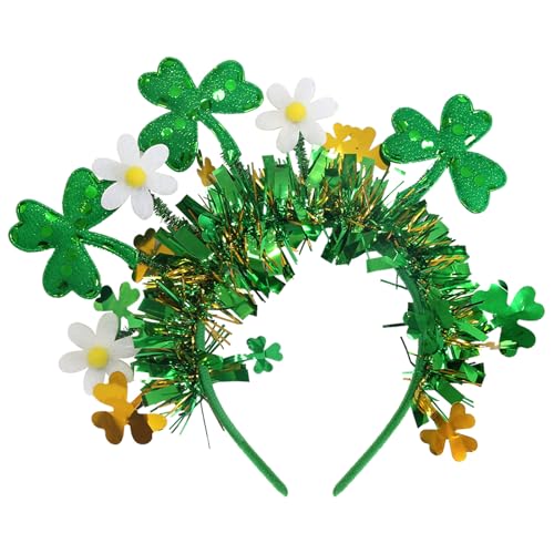 Corabsar St. Patricks Day Stirnband für Damen – Grüne Pailletten Kleeblatt Stirnband – St. Patricks Day Stirnbänder Grünes Zubehör für St. Patricks Day Outfit Damen – St. Patricks Day Zubehör von Corabsar