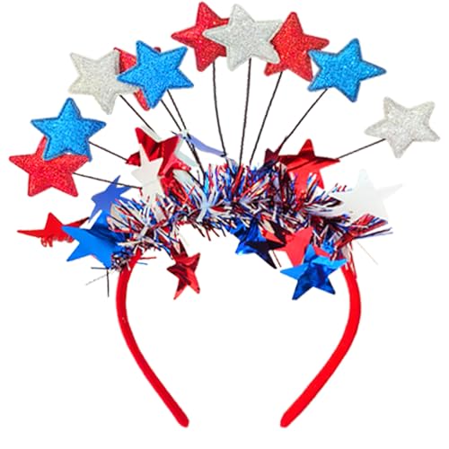 Corabsar Stirnband für Damen zum 4. Juli – Glitzerstern-Stirnband – rot-weiß und blaues Zubehör für den 4. Juli Partyzubehör – Gedenktagsparty-Zubehör Corabsar Stirnband für Damen zum 4. Juli – Glitzerstern-Stirnband – rot-weiß und blaues Zubehör für den 4. Juli Partyzubehör – Gedenktagsparty-Zubehör von Corabsar