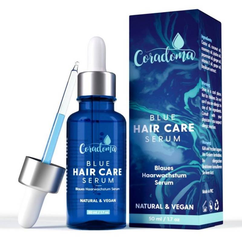 Coradoma Haarserum Blaues Anti Haarausfall Serum Haarwachstum Beschleunigen, für Frauen und Männer, 50ml von Coradoma