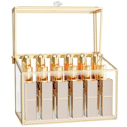 CoralHouse Lippenstift-Organizer, luxuriöser Lippenstift-Halter und Nagellack-Organizer, 18 Fächer, Kosmetik-Organizer mit herausnehmbaren Trennwänden, Gold von Coralhouse