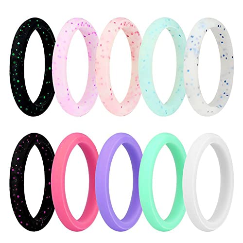 Corato 3mm 10 Pack Silikon Verlobung Ring Damen Schmal Hochzeit Ring Frauen Schmuck Ring für Partner Geschenke Größe 54 von Corato