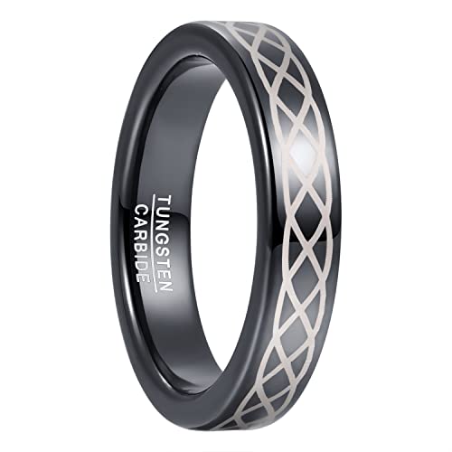 Corato 4mm Wolframcarbid Ring mit Keltischer Drache Inlay Schwarz Hochzeit Verlobung Ring für Herren Damen Hoch Poliert Größe 49（15.6） von Corato