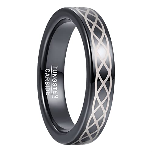 Corato 4mm Wolframcarbid Ring mit Keltischer Drache Inlay Schwarz Hochzeit Verlobung Ring für Herren Damen Hoch Poliert Größe 52(16.6) von Corato